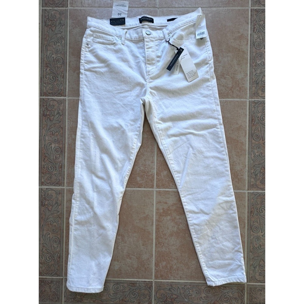 Banana Republic Mid‎ Rise Fitted ankle length white Women Size 30 New!